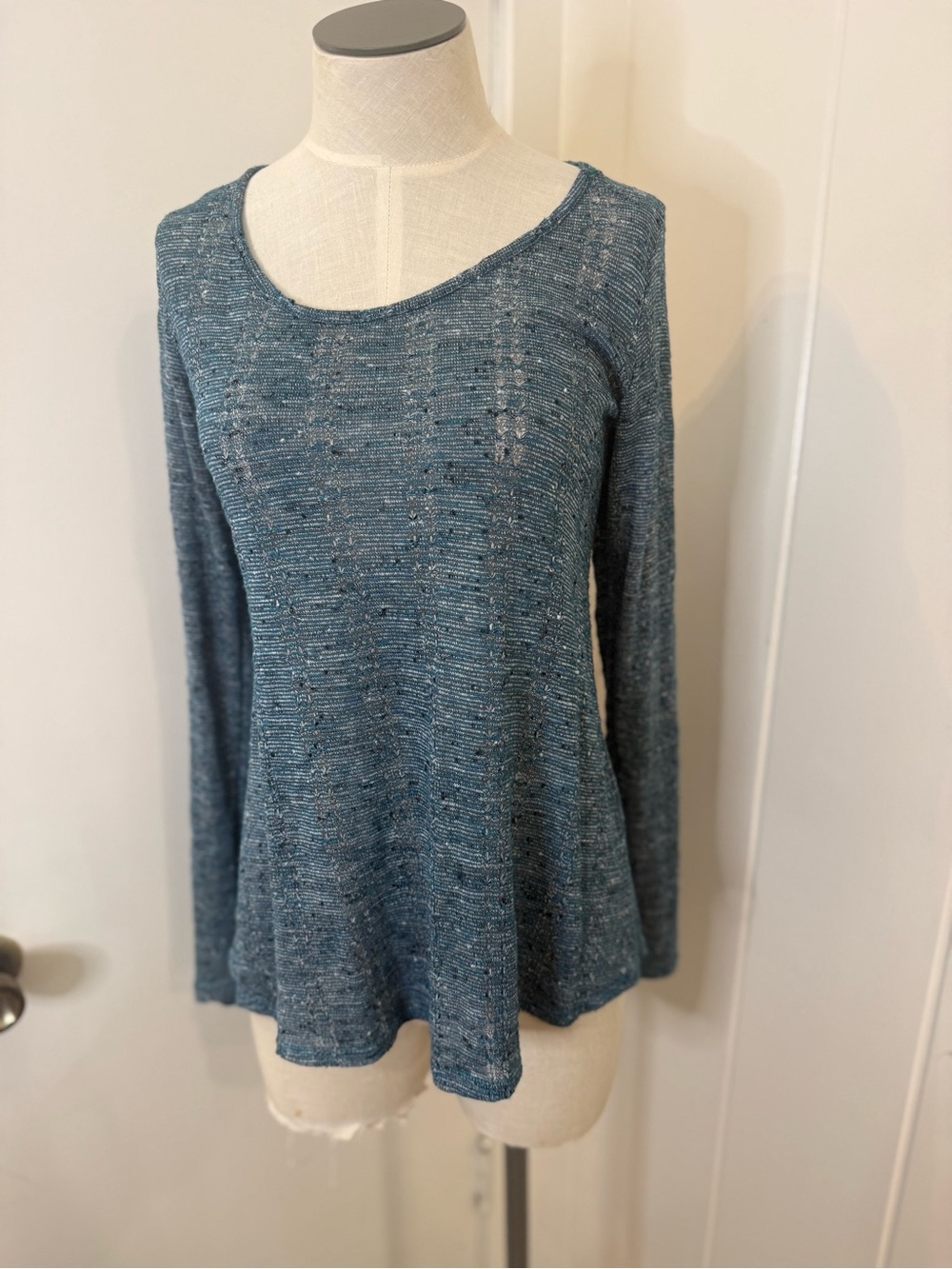Daytrip Blue Textured Knit Scoop-Neck Pullover Sz M